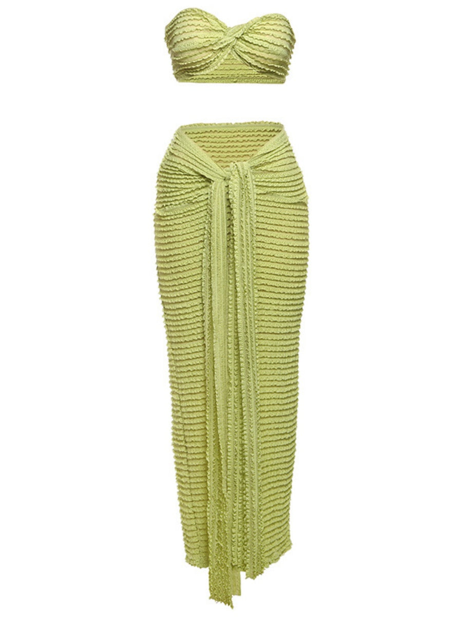 Liber Autumn Women's Lace Solid Color 2-piece Sets
