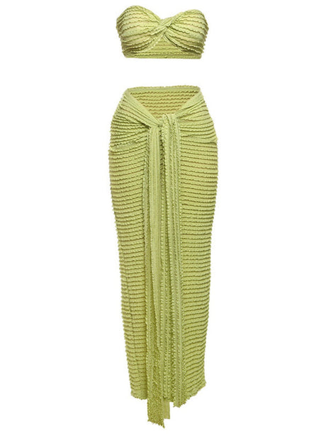 Liber Autumn Women's Lace Solid Color 2-piece Sets