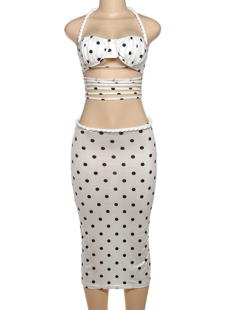 Liber Summer Women's Bandage Polka Dots 2-piece Sets