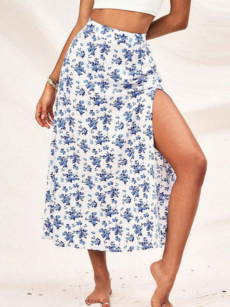 Liber Summer Women Slit Floral Skirts