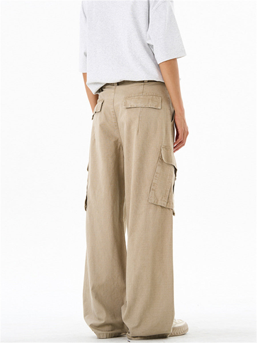 Liber Summer Men's Multiple pockets Solid Color Pants