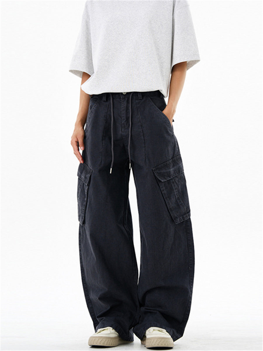 Liber Summer Men's Multiple pockets Solid Color Pants