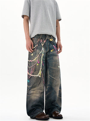 Liber Summer Men's Printed Jeans