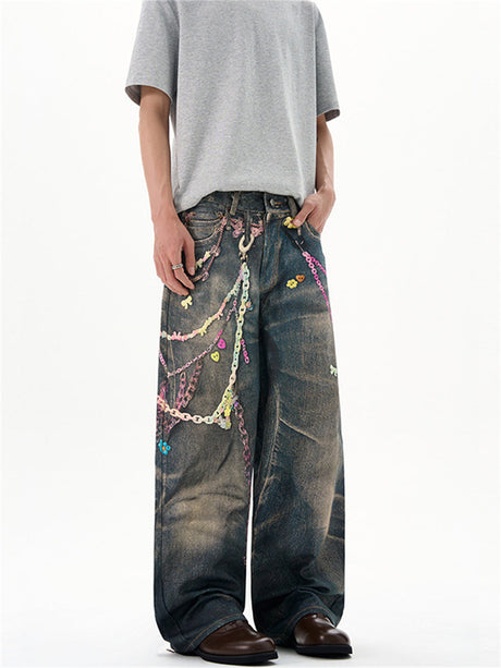 Liber Summer Men's Printed Jeans