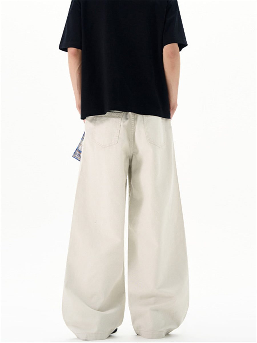 Liber Summer Men's Pocket decoration Solid Color Pants