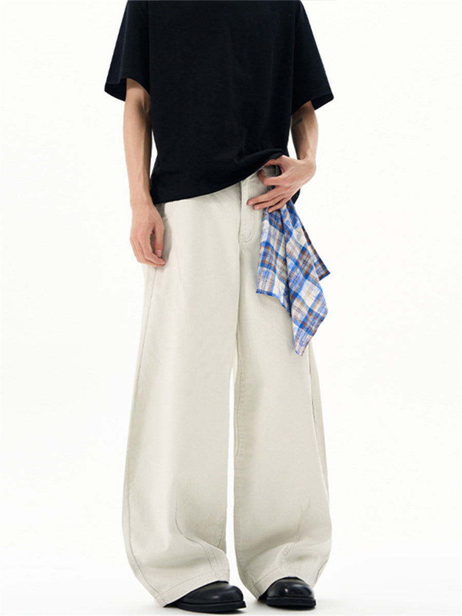 Liber Summer Men's Pocket decoration Solid Color Pants