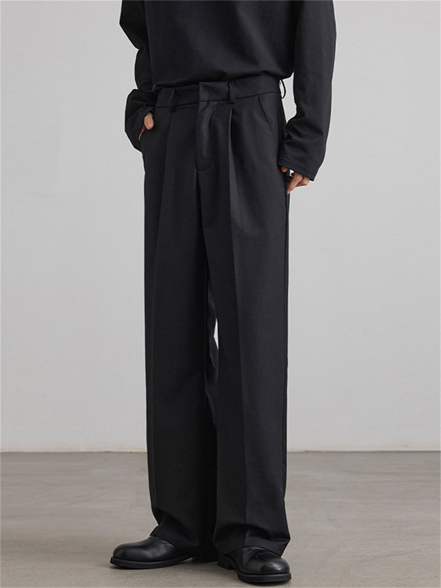 Liber SS Men's Pleated Korean Style Trousers