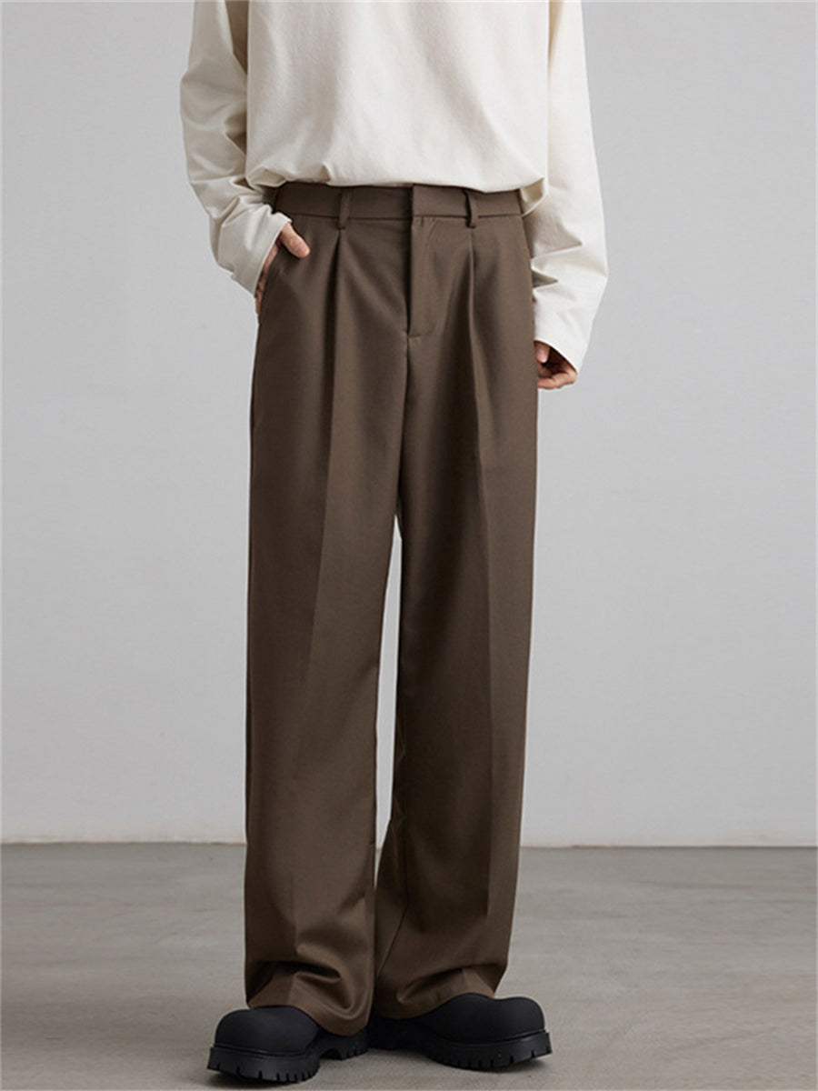 Liber SS Men's Pleated Korean Style Trousers