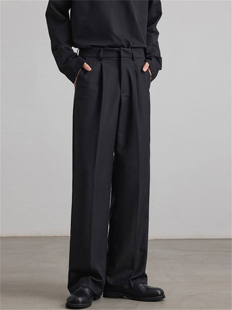 Liber SS Men's Pleated Korean Style Trousers