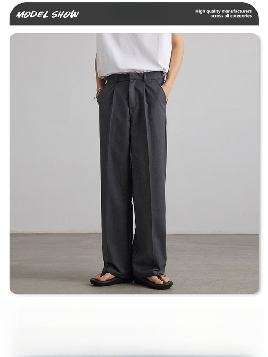 Liber SS Men's Pleated Korean Style Trousers
