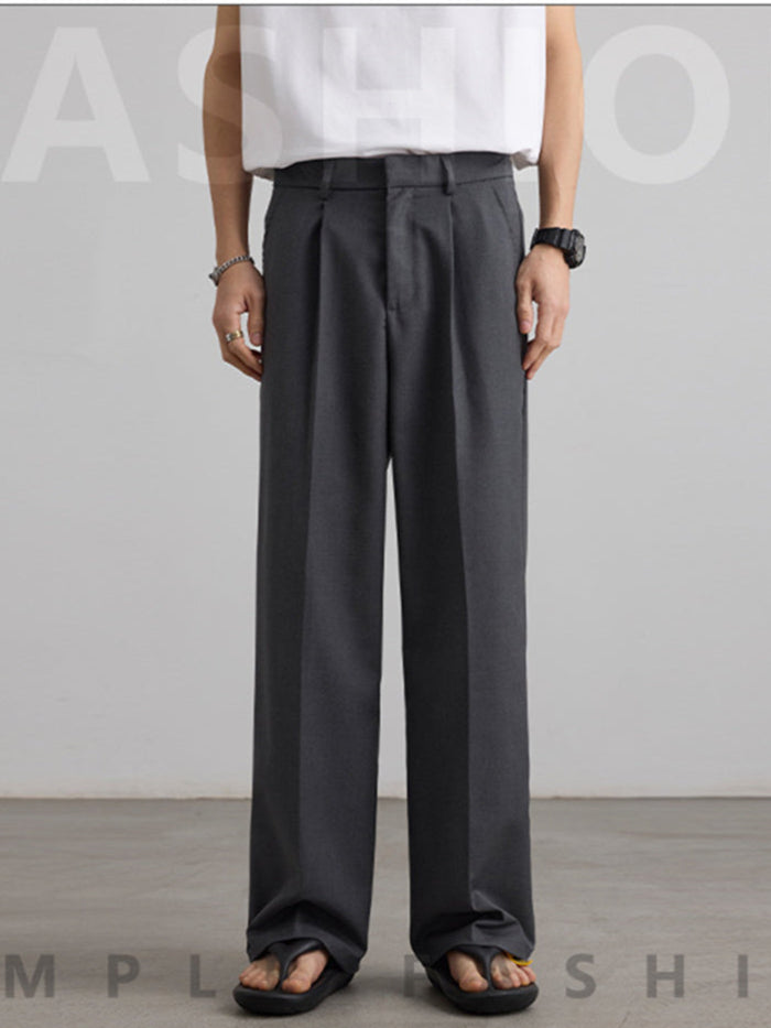 Liber SS Men's Pleated Korean Style Trousers