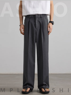 Liber SS Men's Pleated Korean Style Trousers