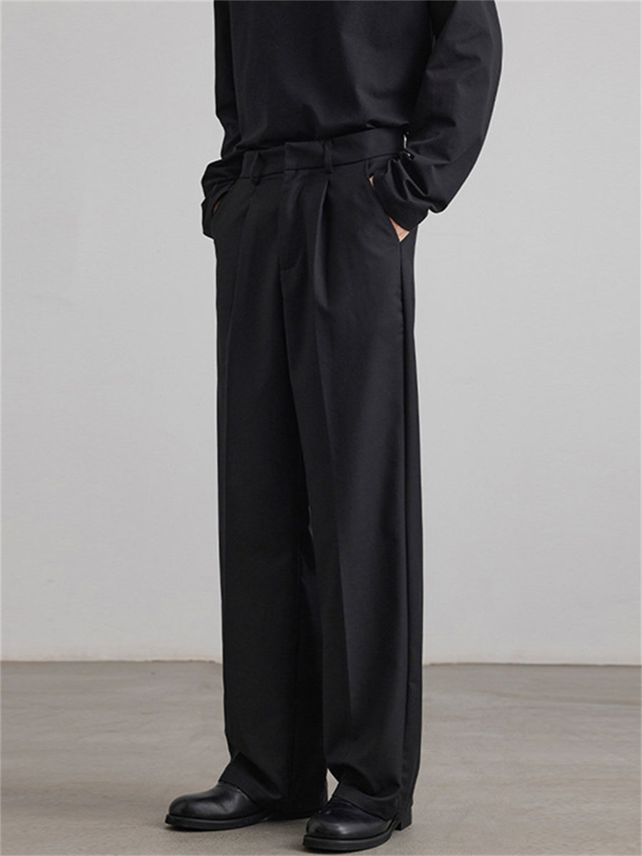 Liber SS Men's Pleated Korean Style Trousers