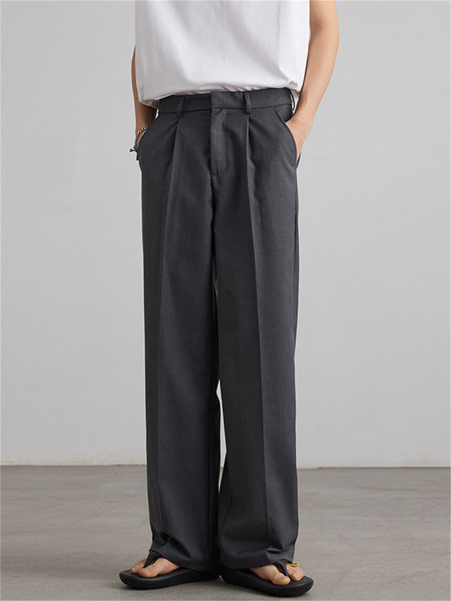 Liber SS Men's Pleated Korean Style Trousers