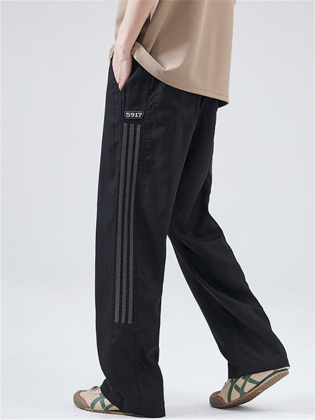 Liber Summer Men's Pocket decoration Stripes Pants