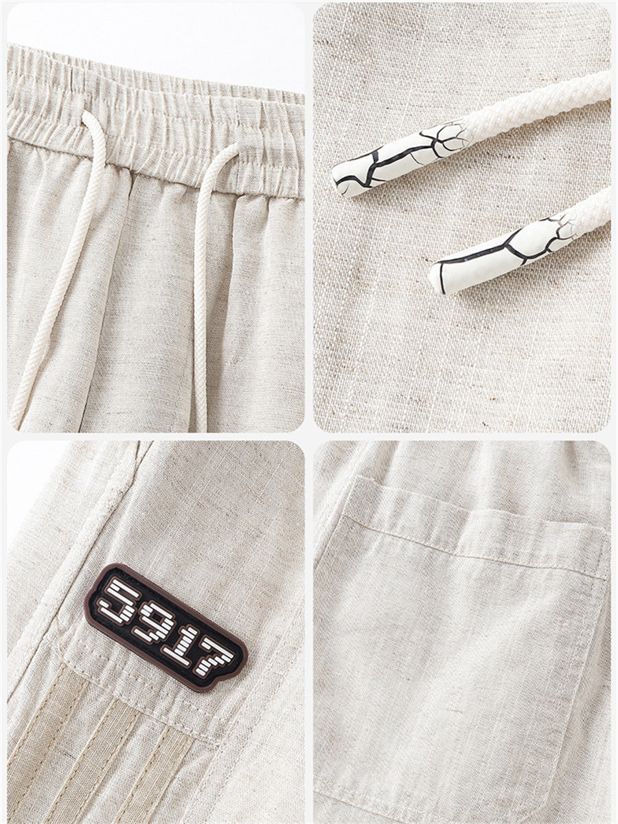 Liber Summer Men's Pocket decoration Stripes Pants