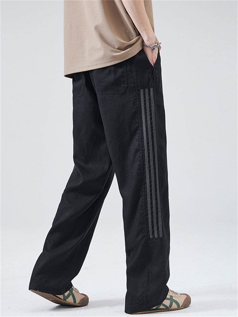 Liber Summer Men's Pocket decoration Stripes Pants