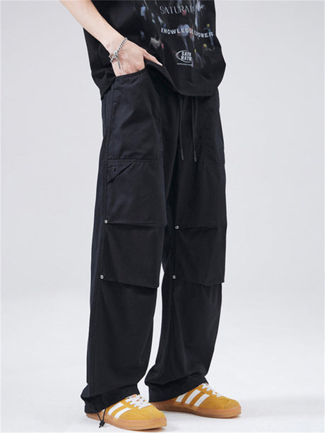 Liber Summer Men's Pocket decoration Solid Color Pants