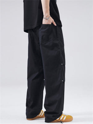 Liber Summer Men's Pocket decoration Solid Color Pants