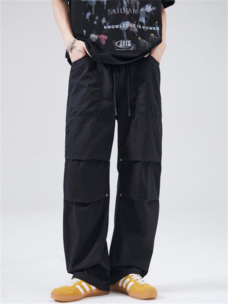 Liber Summer Men's Pocket decoration Solid Color Pants