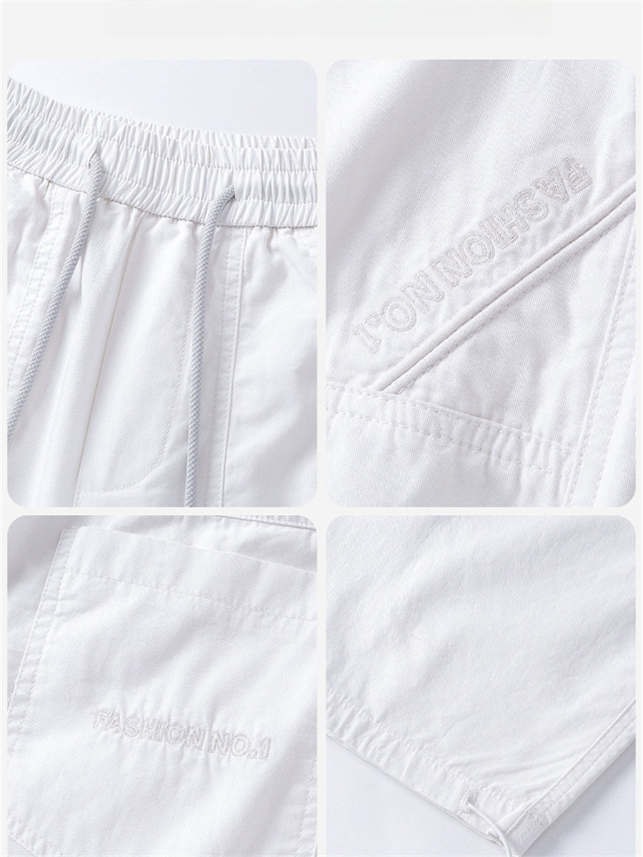 Liber Summer Men's Pocket decoration Solid Color Pants