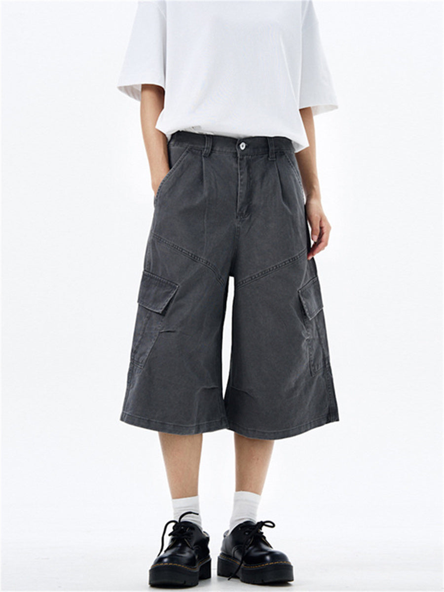 Liber Summer Men's Multiple pockets Solid Color Shorts