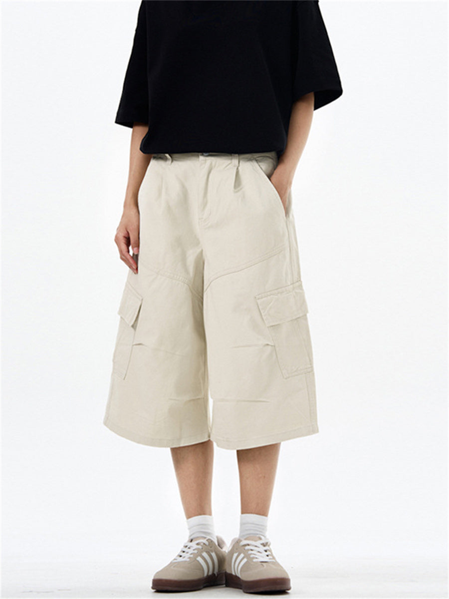 Liber Summer Men's Multiple pockets Solid Color Shorts