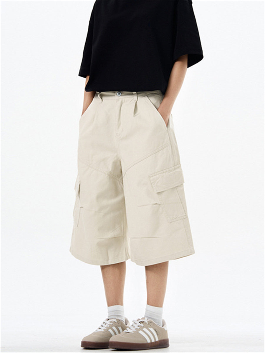 Liber Summer Men's Multiple pockets Solid Color Shorts