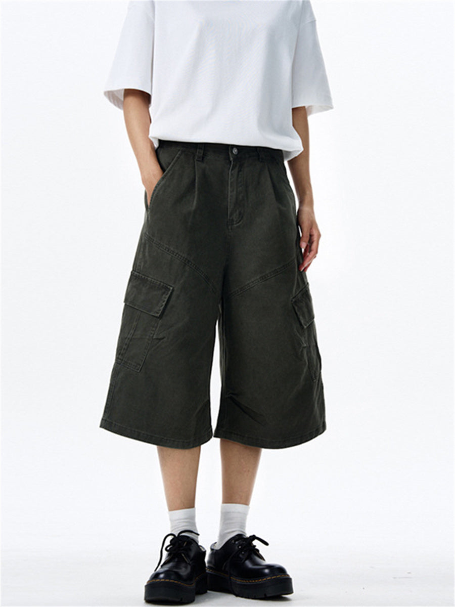 Liber Summer Men's Multiple pockets Solid Color Shorts