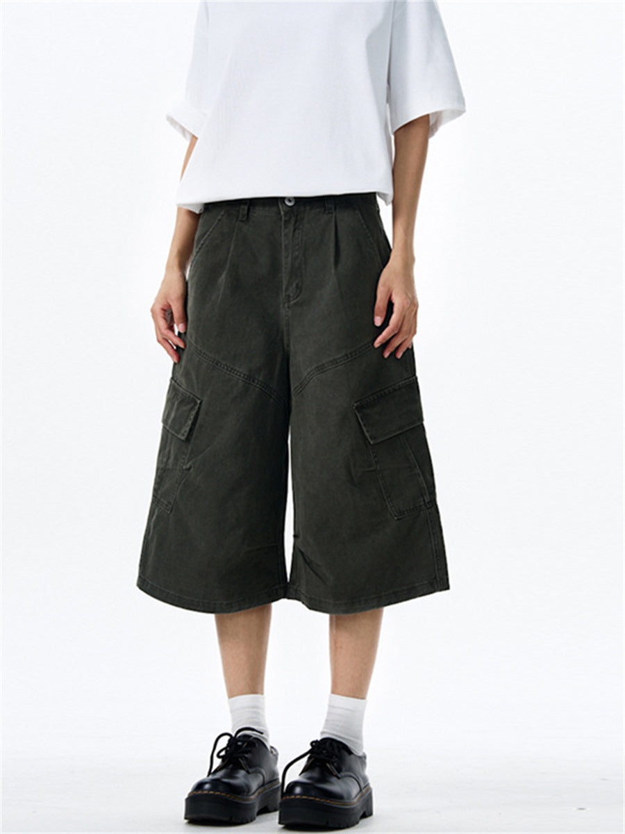 Liber Summer Men's Multiple pockets Solid Color Shorts