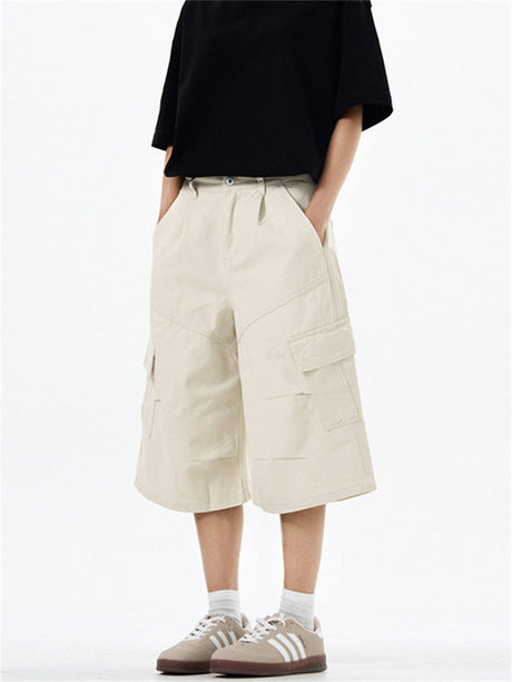 Liber Summer Men's Multiple pockets Solid Color Shorts