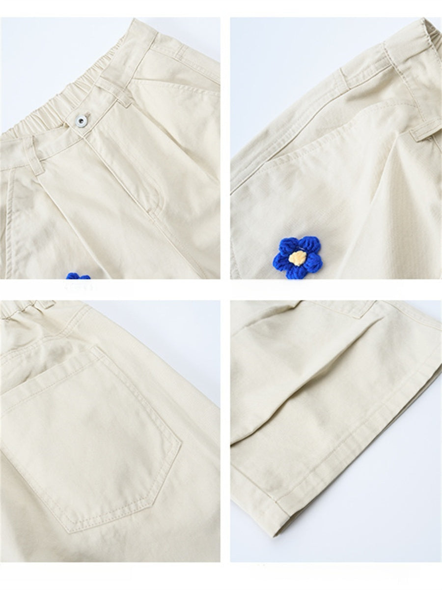Liber Summer Men's Multiple pockets Plants and Flowers Shorts