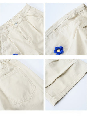 Liber Summer Men's Multiple pockets Plants and Flowers Shorts