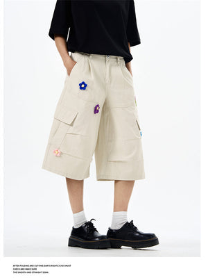 Liber Summer Men's Multiple pockets Plants and Flowers Shorts
