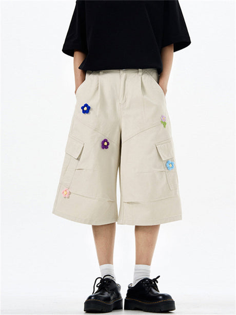 Liber Summer Men's Multiple pockets Plants and Flowers Shorts