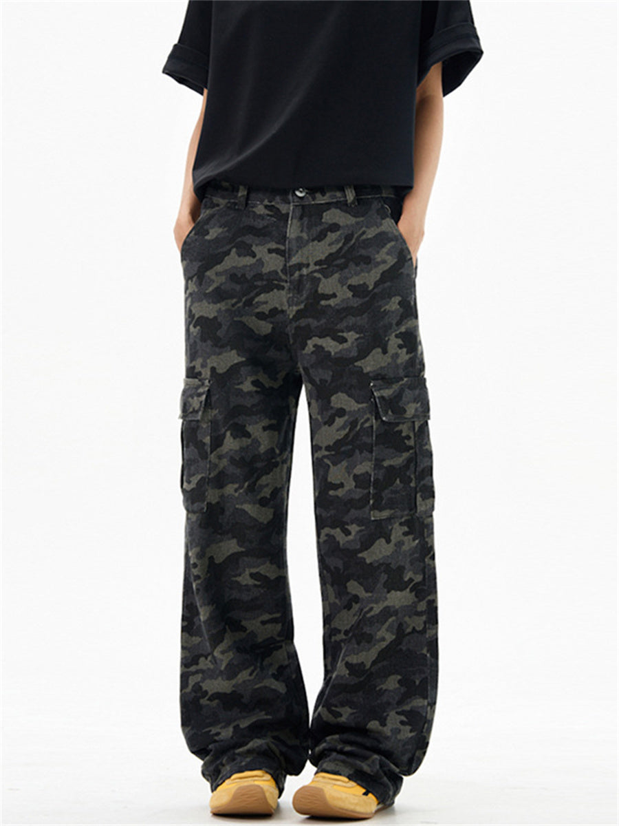 Liber Summer Men's Pocket decoration Camouflage Cargo Trousers