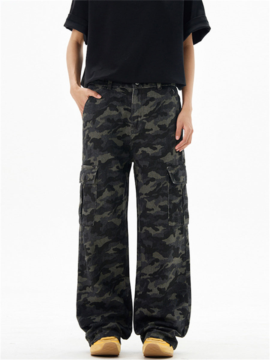 Liber Summer Men's Pocket decoration Camouflage Cargo Trousers
