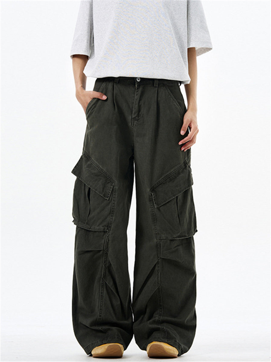 Liber Summer Men's Multiple pockets Solid Color Pants