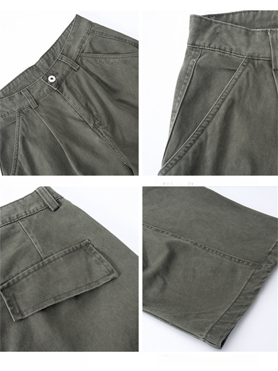 Liber Summer Men's Multiple pockets Solid Color Pants