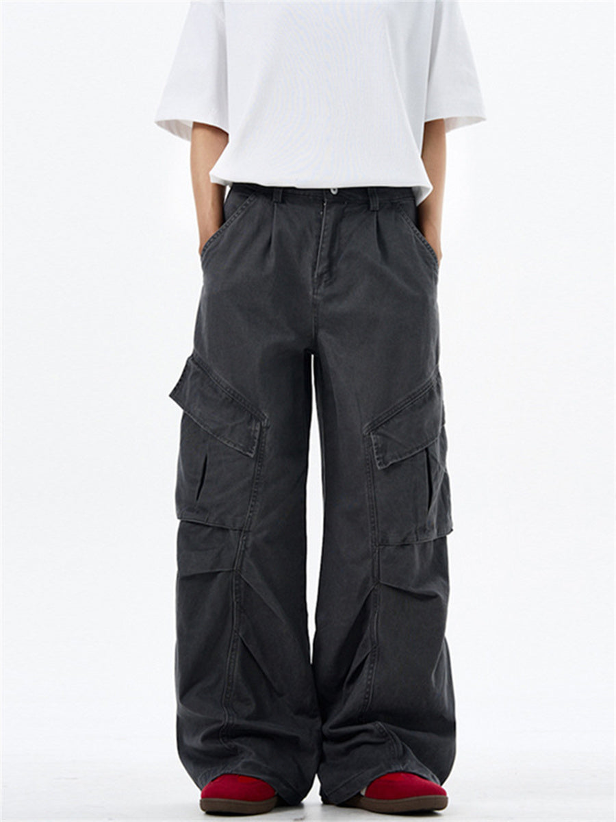 Liber Summer Men's Multiple pockets Solid Color Pants