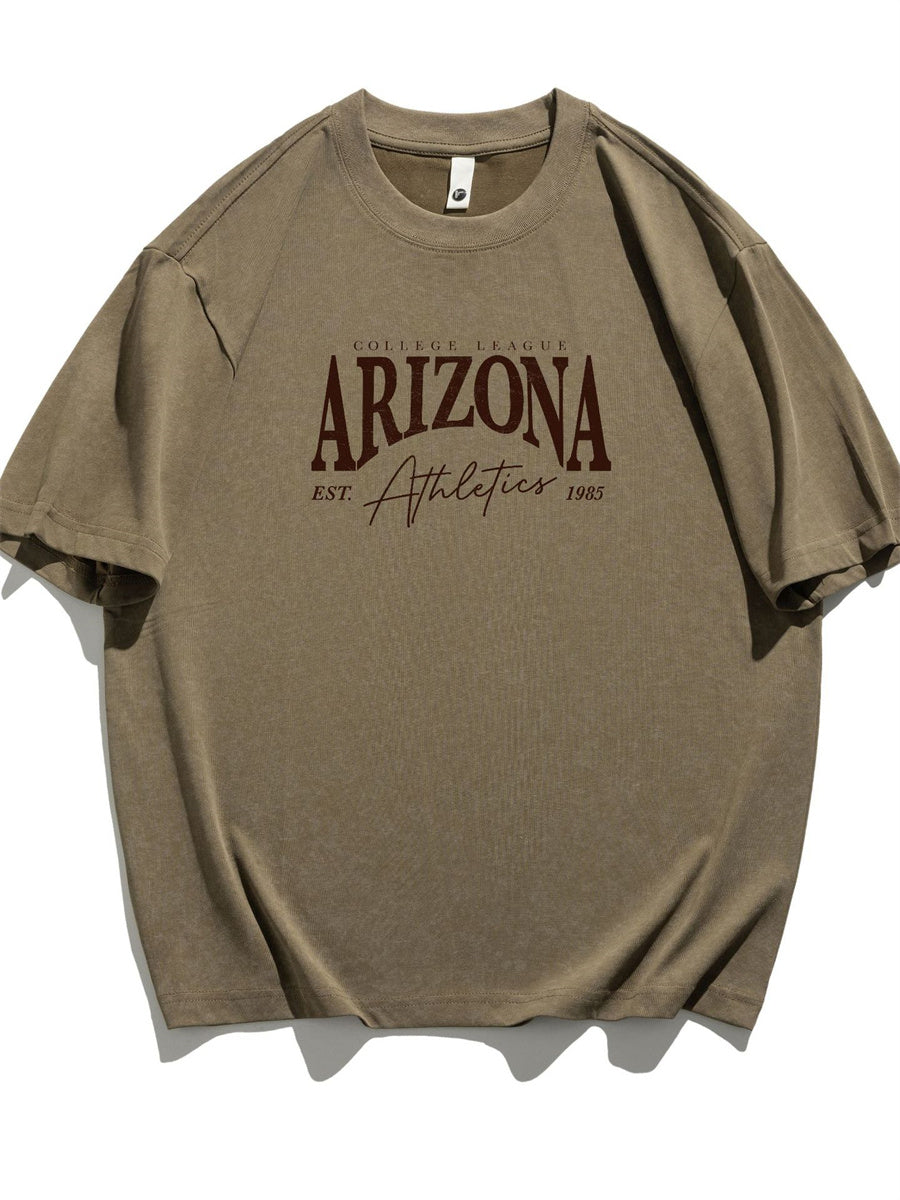 Liber SS Men's American Retro Printed Letter T-shirt