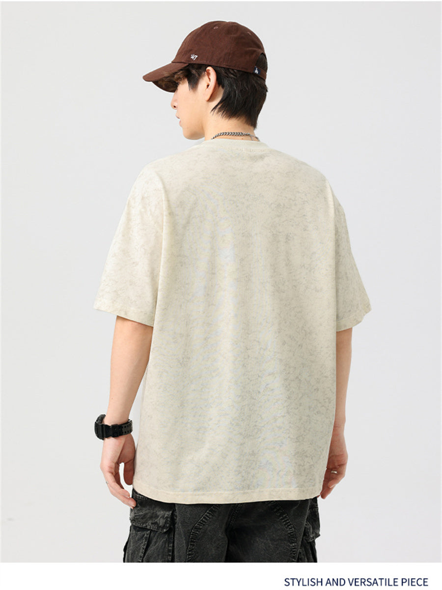 Liber SS Men's American Retro Printed Letter T-shirt