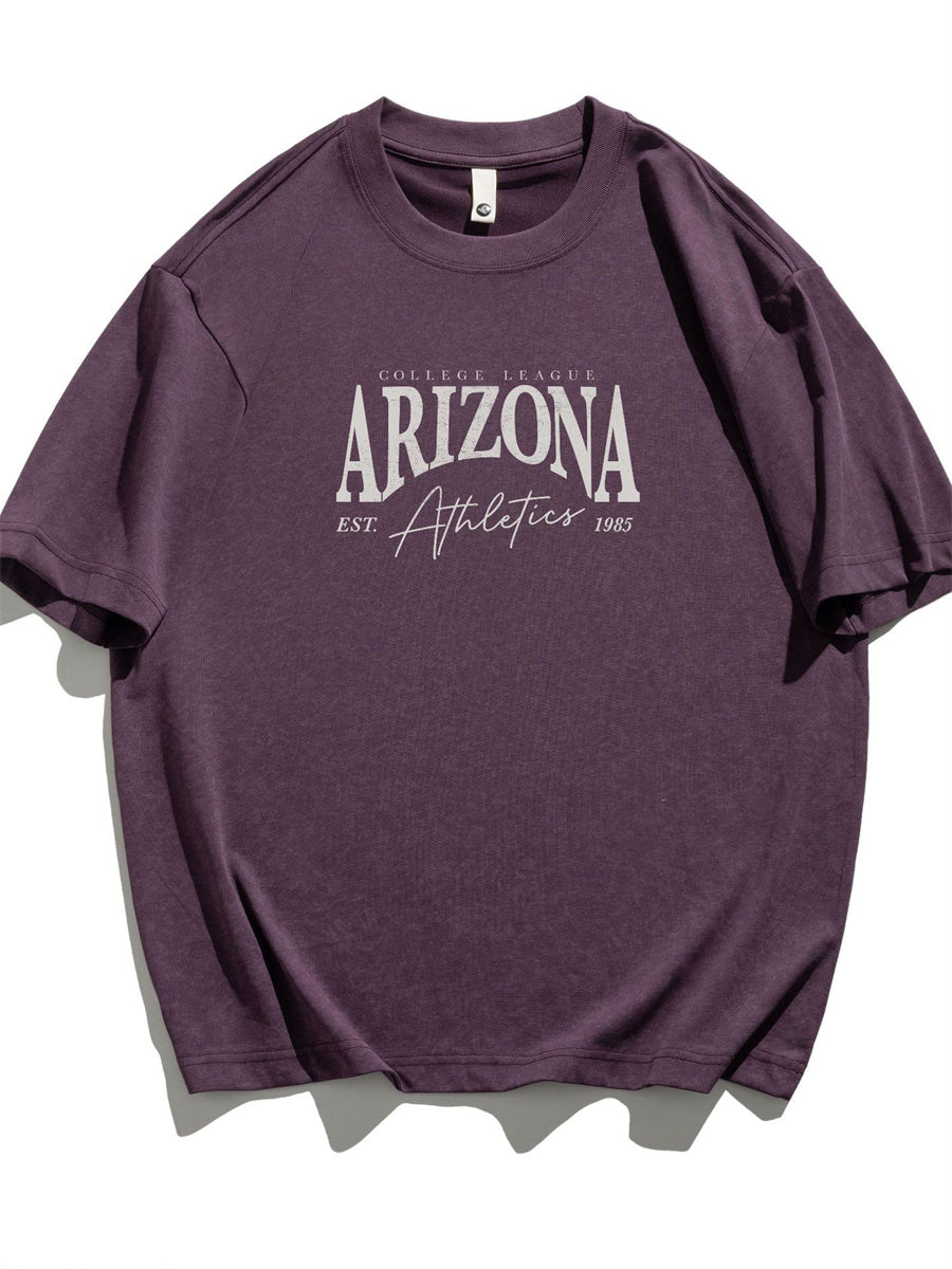 Liber SS Men's American Retro Printed Letter T-shirt