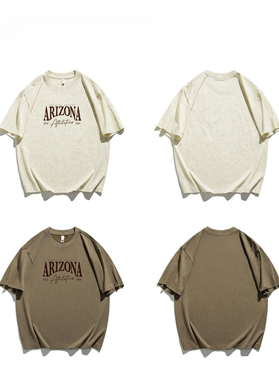 Liber SS Men's American Retro Printed Letter T-shirt
