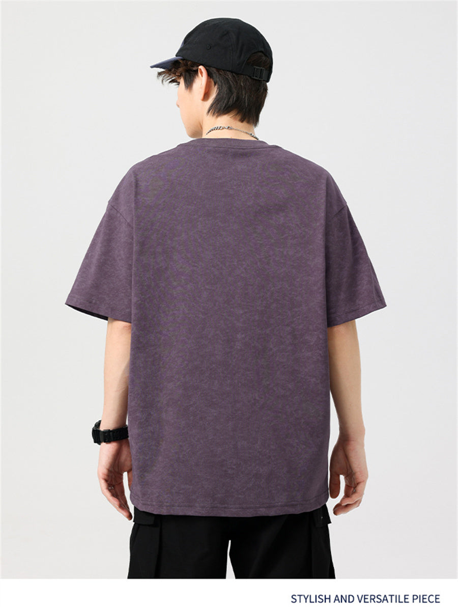 Liber SS Men's American Retro Printed Letter T-shirt
