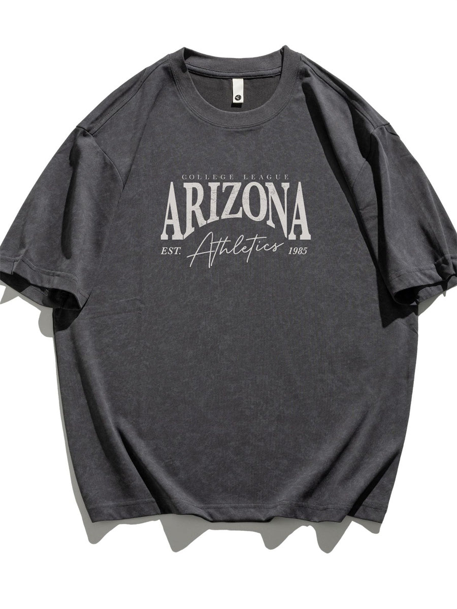 Liber SS Men's American Retro Printed Letter T-shirt