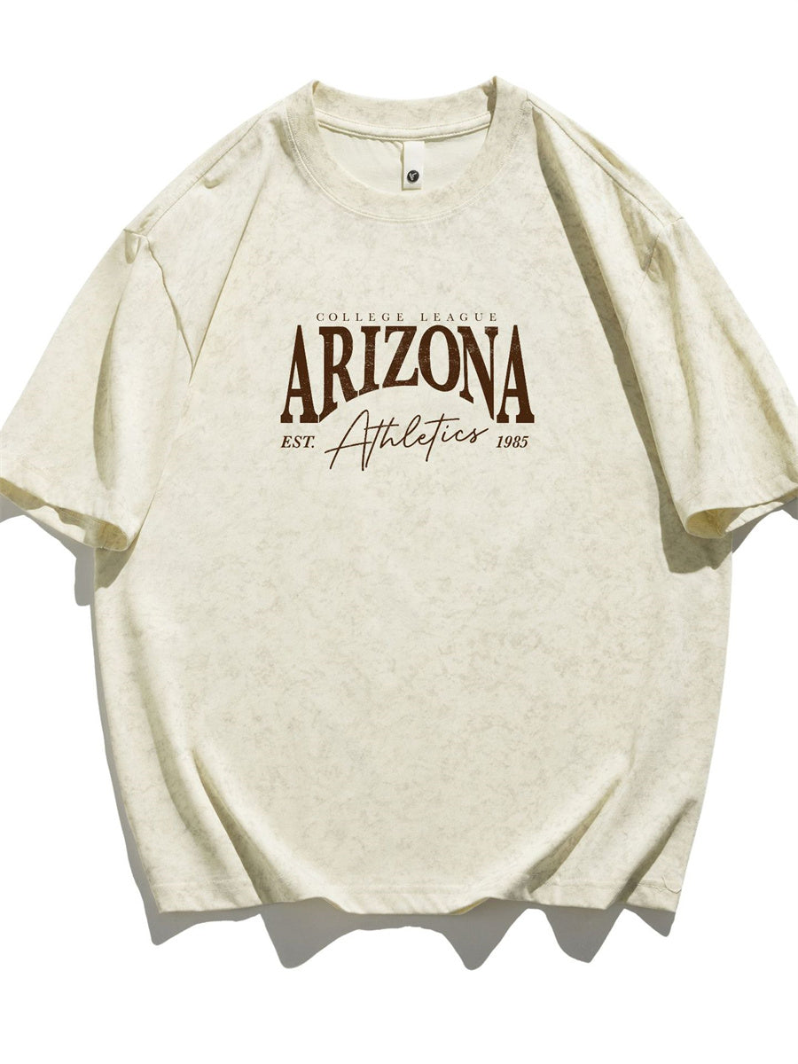 Liber SS Men's American Retro Printed Letter T-shirt