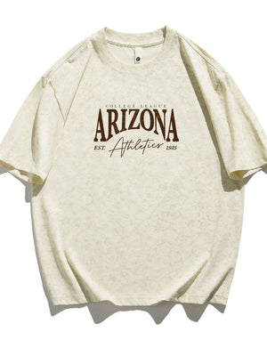Liber SS Men's American Retro Printed Letter T-shirt