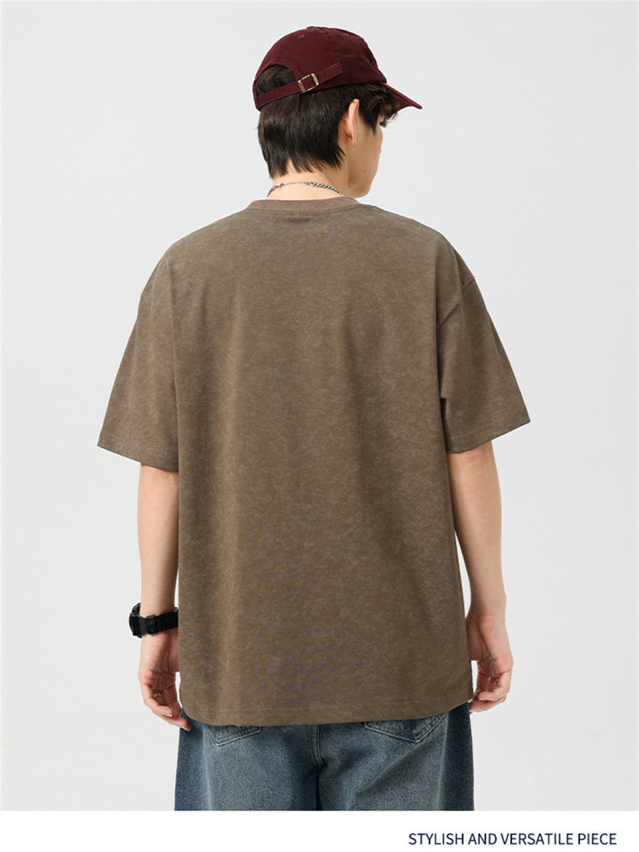 Liber SS Men's American Retro Printed Letter T-shirt