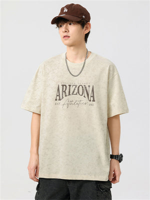 Liber SS Men's American Retro Printed Letter T-shirt
